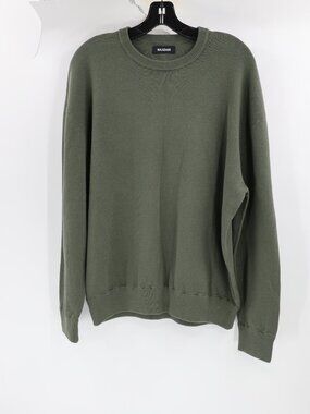 Naadam Sweater Mens medium green Cotton Cashmere Crewneck ribbed neck knit solid